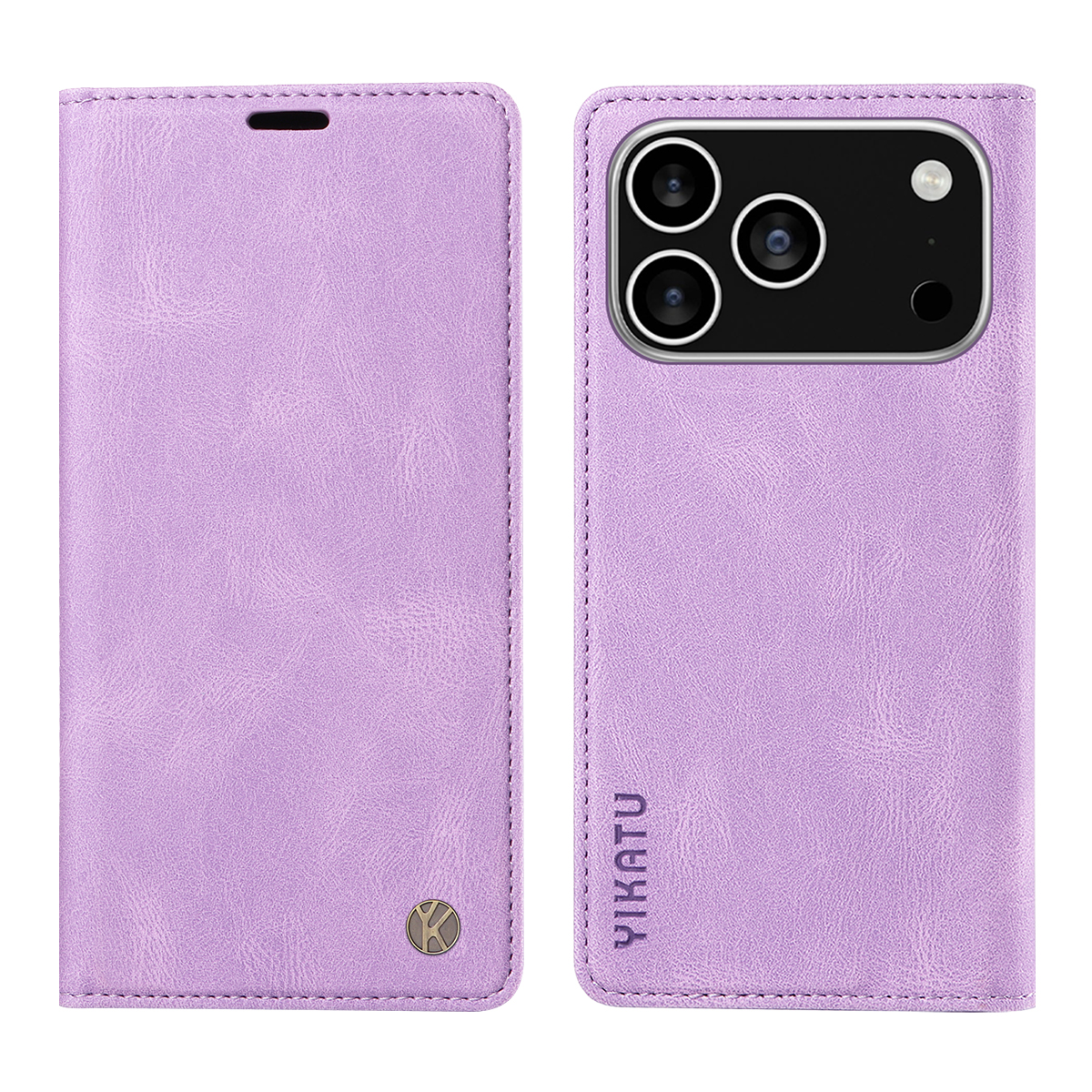 For iPhone 17 Pro Leather Cover YIKATU YK-004 Skin-Touch Wallet Phone Cases - Purple