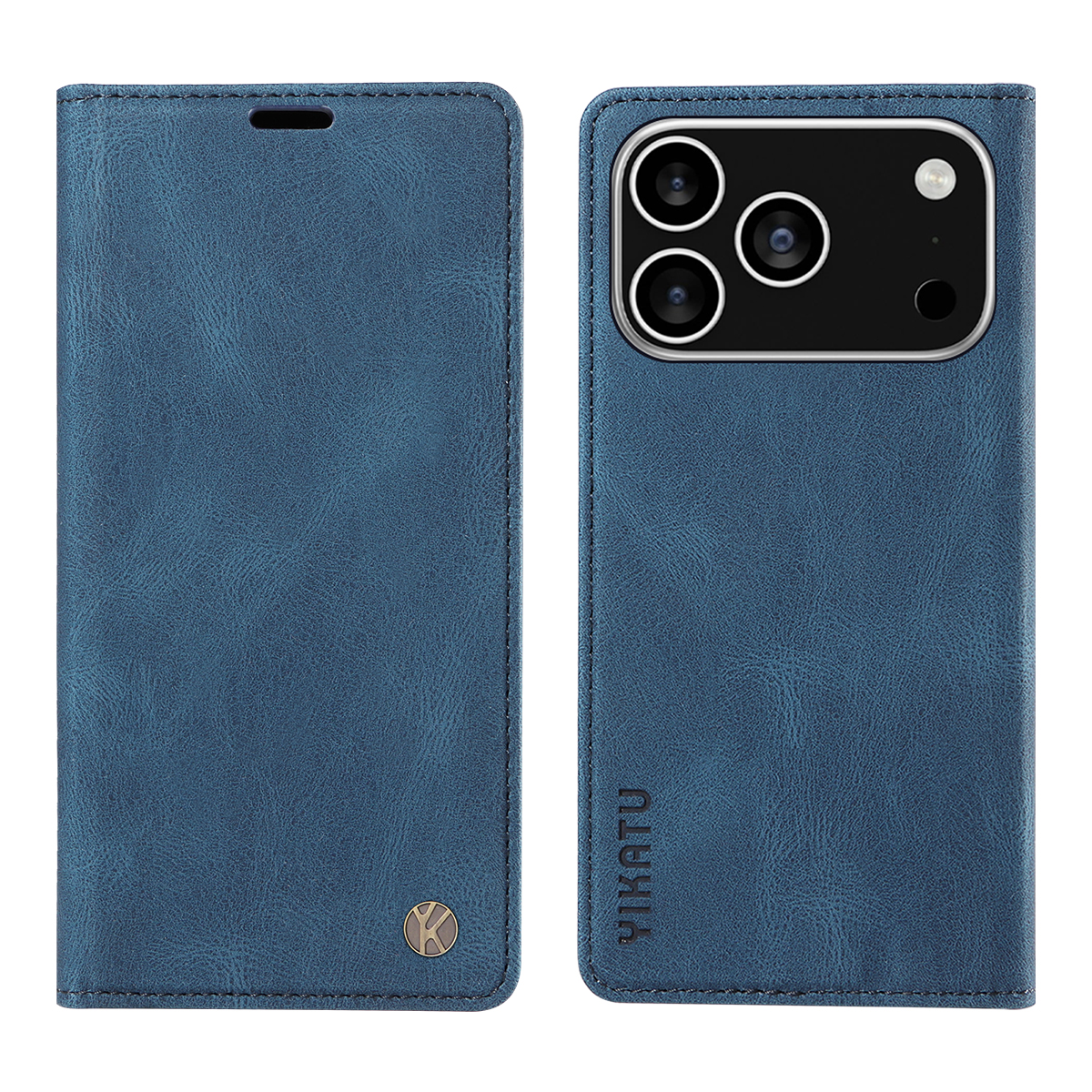 For iPhone 17 Pro Leather Cover YIKATU YK-004 Skin-Touch Wallet Phone Cases - Blue