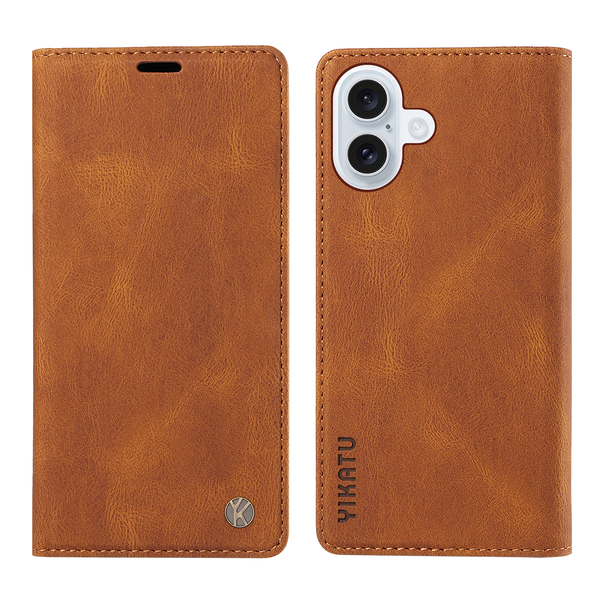 For iPhone 17 Leather Cover YIKATU YK-004 Skin-Touch Wallet Phone Cases - Brown