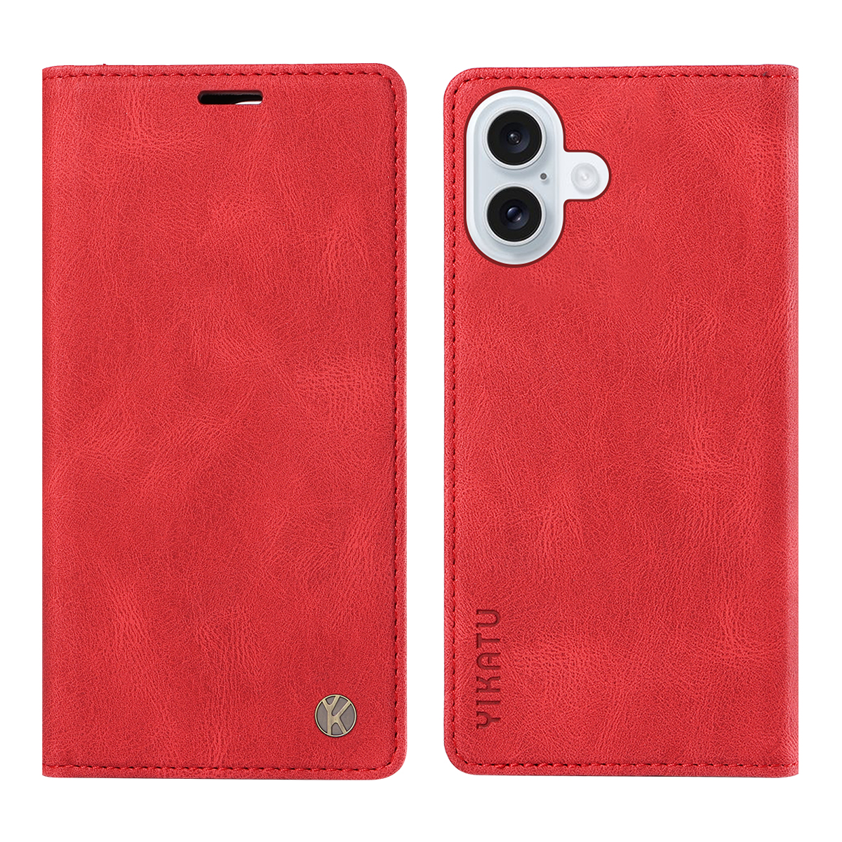 For iPhone 17 Leather Cover YIKATU YK-004 Skin-Touch Wallet Phone Cases -  Red