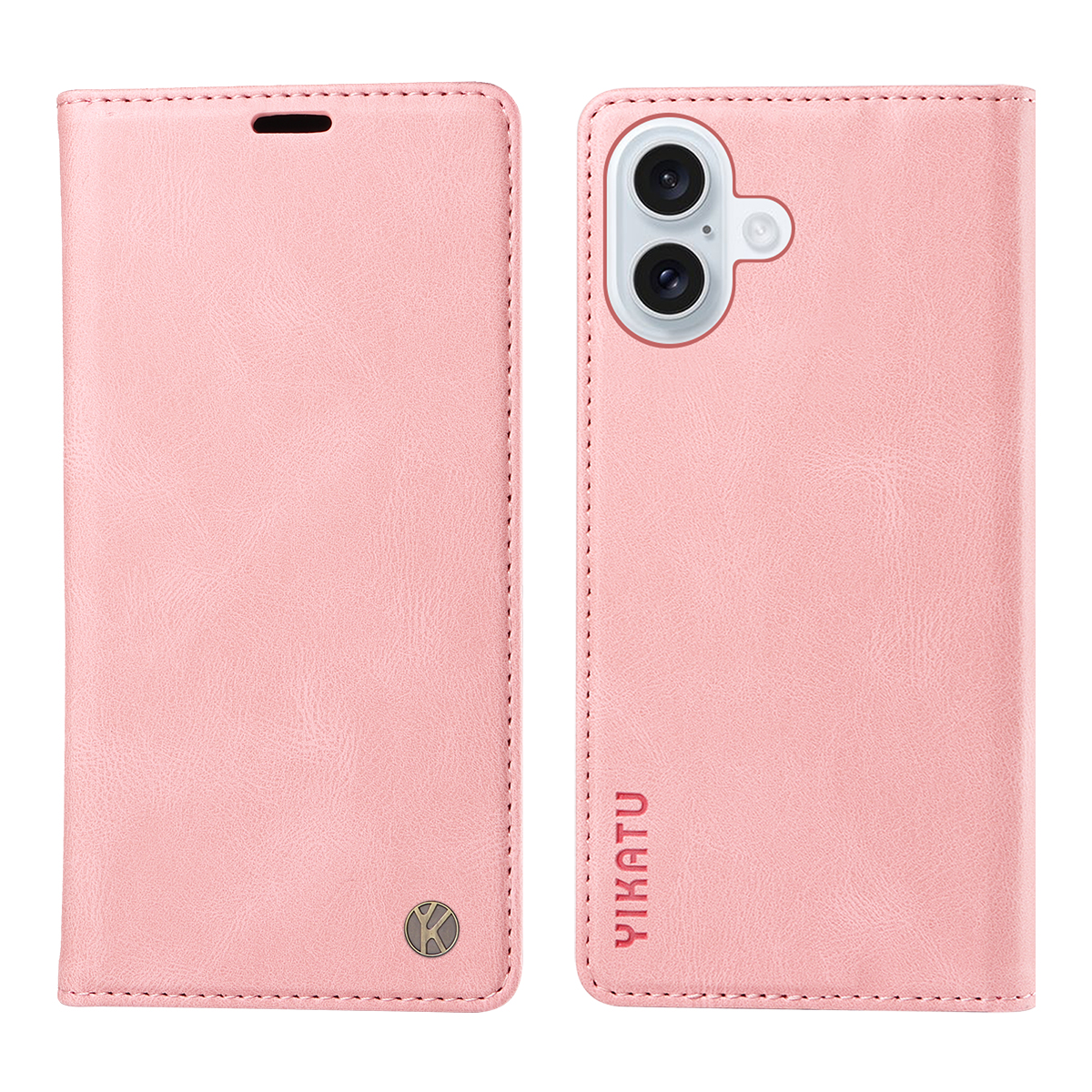 For iPhone 17 Leather Cover YIKATU YK-004 Skin-Touch Wallet Phone Cases - Pink