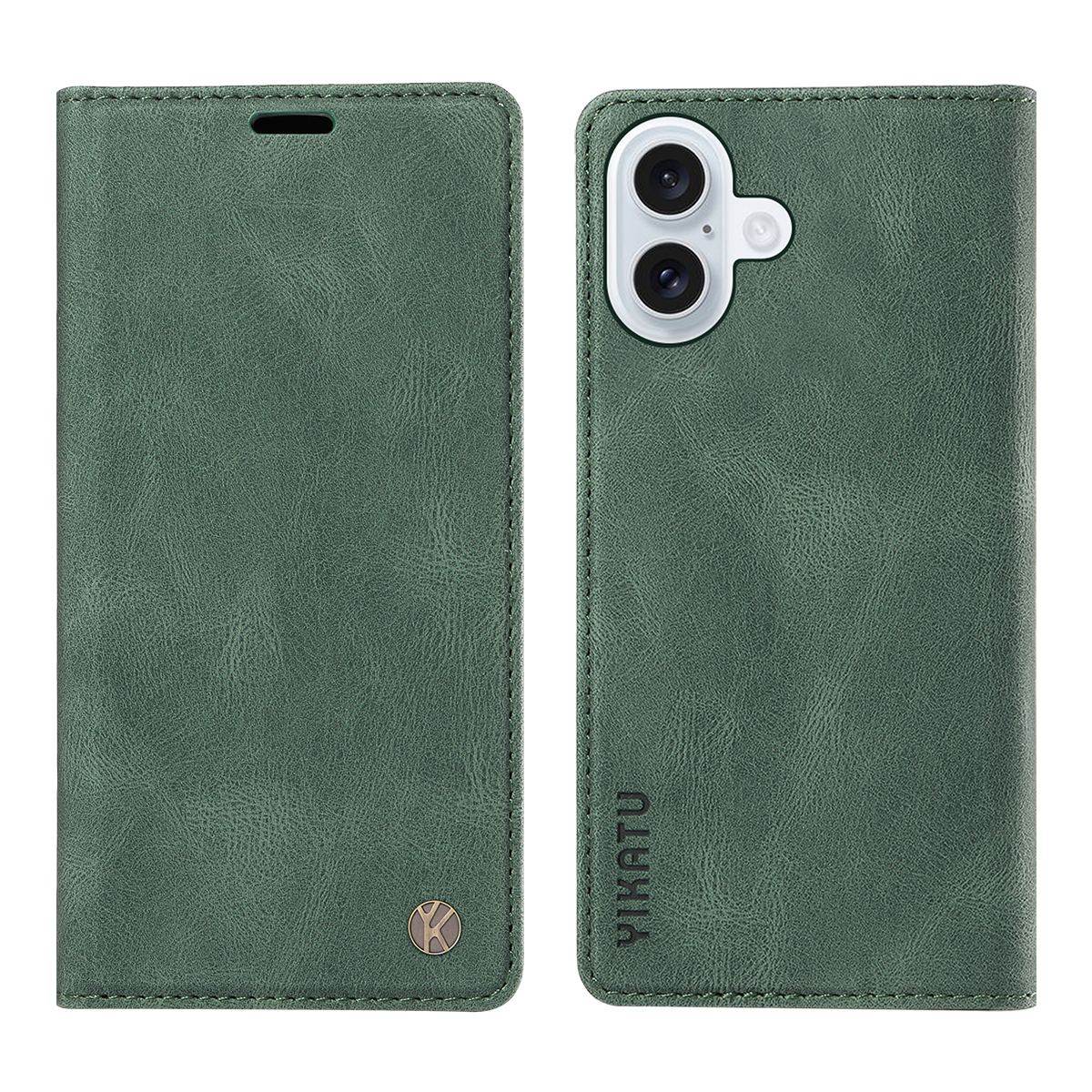 For iPhone 17 Leather Cover YIKATU YK-004 Skin-Touch Wallet Phone Cases - Green