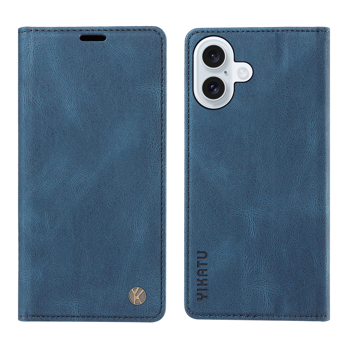 For iPhone 17 Leather Cover YIKATU YK-004 Skin-Touch Wallet Phone Cases - Blue