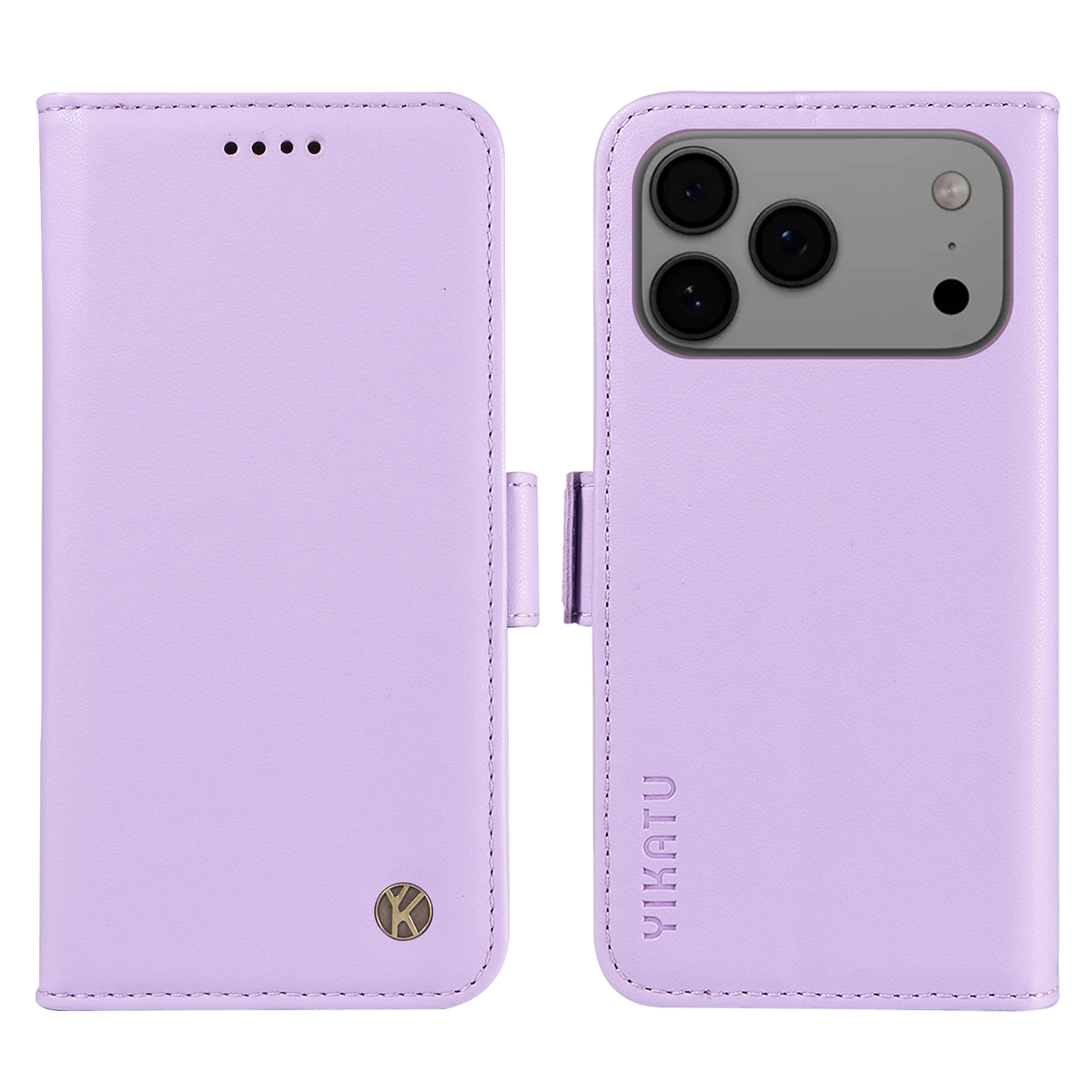 For iPhone 17 Pro Max Wallet Phone Case YIKATU YK-003 Leather Stand Cover -  Light Purple