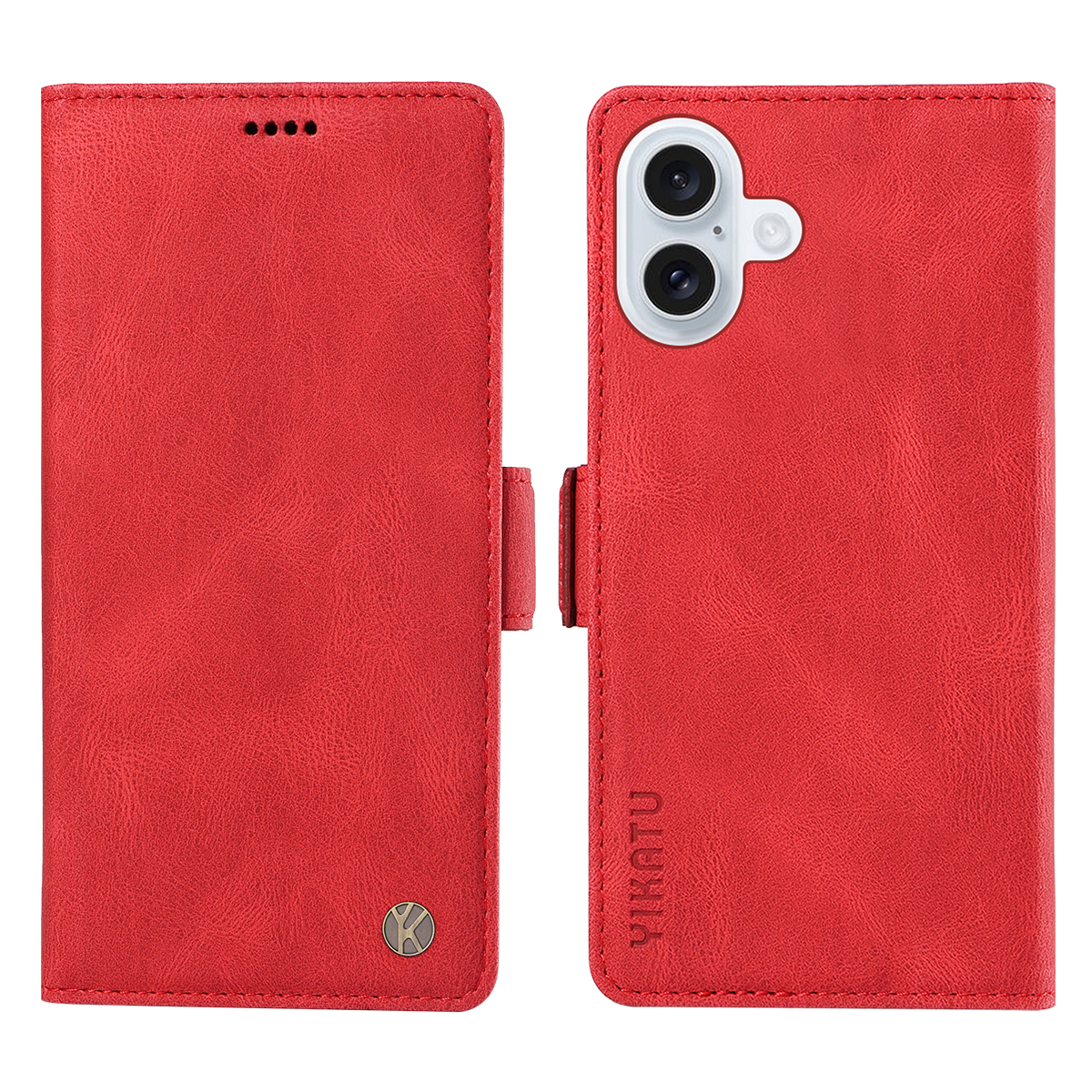 For iPhone 17 Leather Case YIKATU YK-005 Skin-touch Feeling Wallet Phone Cover - Red