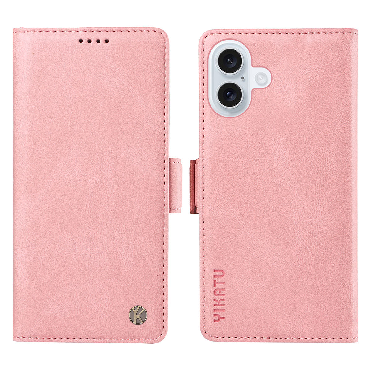 For iPhone 17 Leather Case YIKATU YK-005 Skin-touch Feeling Wallet Phone Cover - Pink