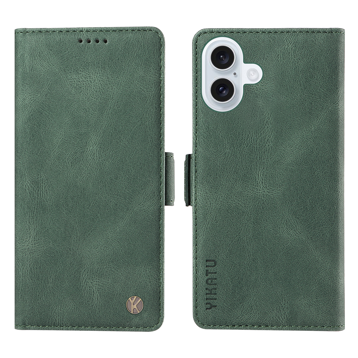 For iPhone 17 Leather Case YIKATU YK-005 Skin-touch Feeling Wallet Phone Cover - Green
