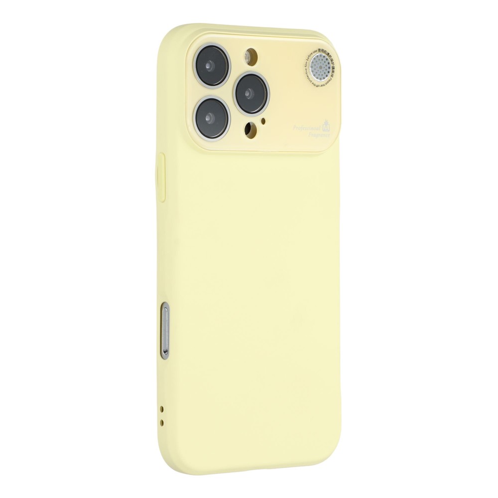 For iPhone 16 Pro Max Case Large Camera Window Liquid Silicone Aromatherapy Phone Cover - Yellow