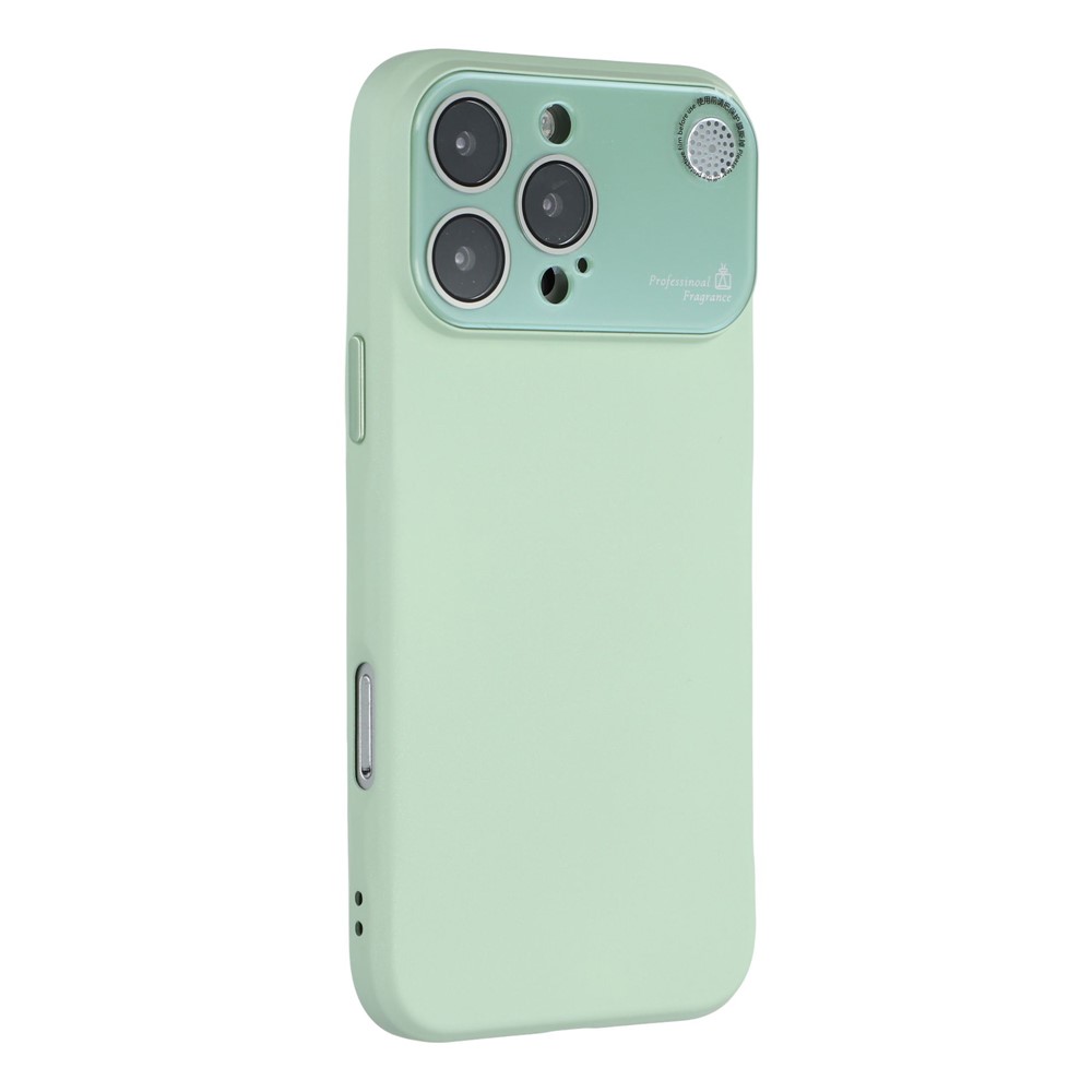 For iPhone 16 Pro Max Case Large Camera Window Liquid Silicone Aromatherapy Phone Cover - Matcha Green