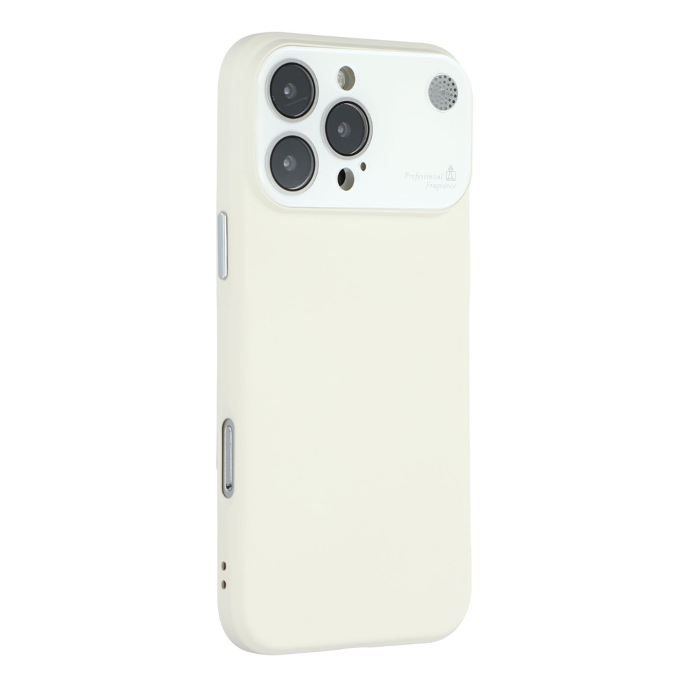 For iPhone 16 Pro Max Case Large Camera Window Liquid Silicone Aromatherapy Phone Cover - White