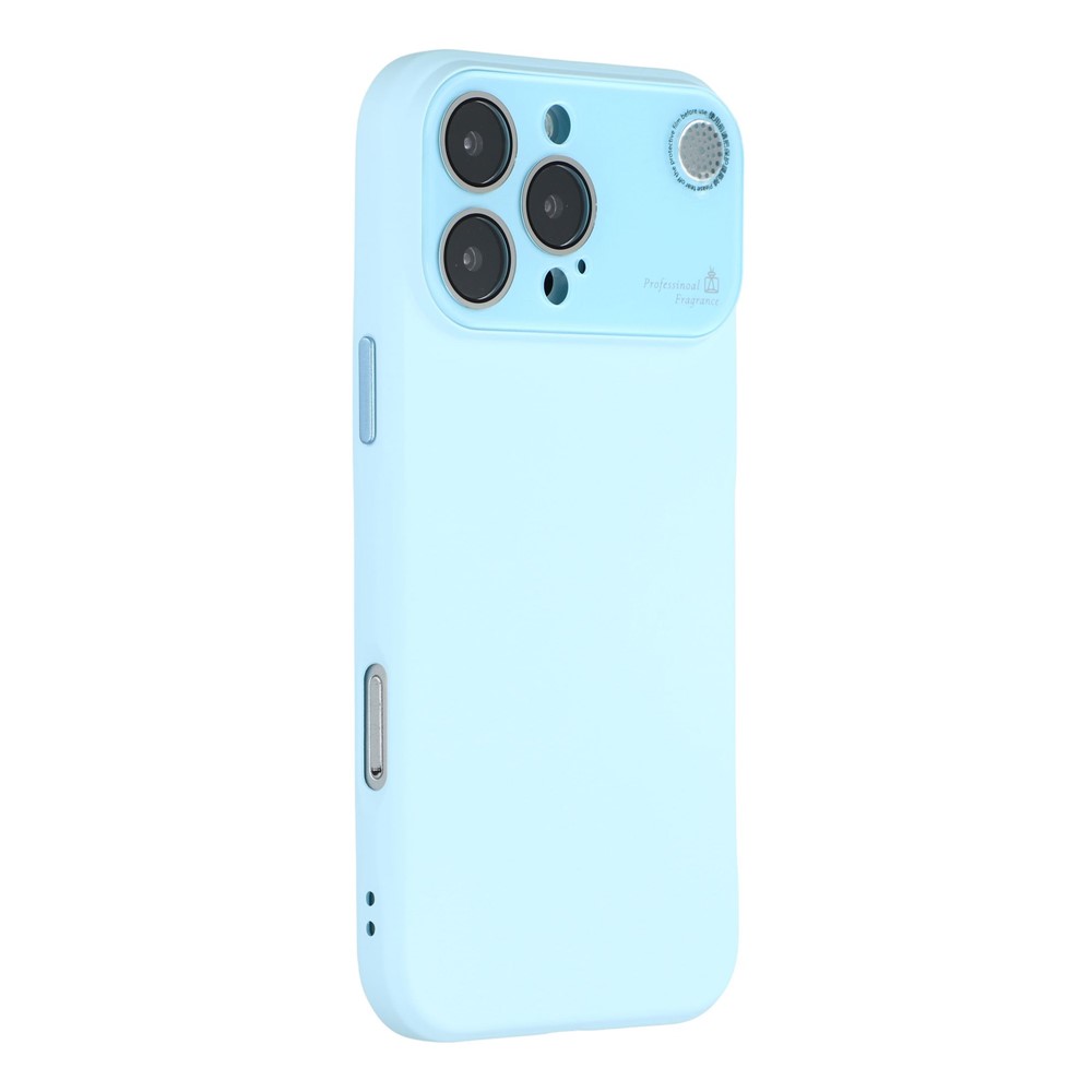 For iPhone 16 Pro Max Case Large Camera Window Liquid Silicone Aromatherapy Phone Cover - Sky Blue