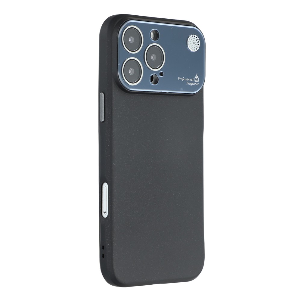 For iPhone 16 Pro Case Large Camera Window Liquid Silicone Aromatherapy Phone Cover - Black