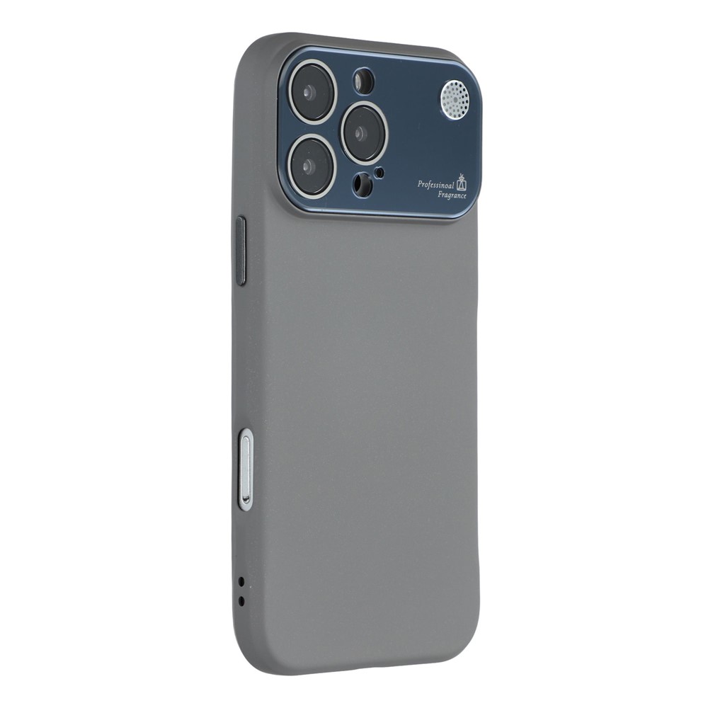For iPhone 16 Pro Case Large Camera Window Liquid Silicone Aromatherapy Phone Cover - Grey
