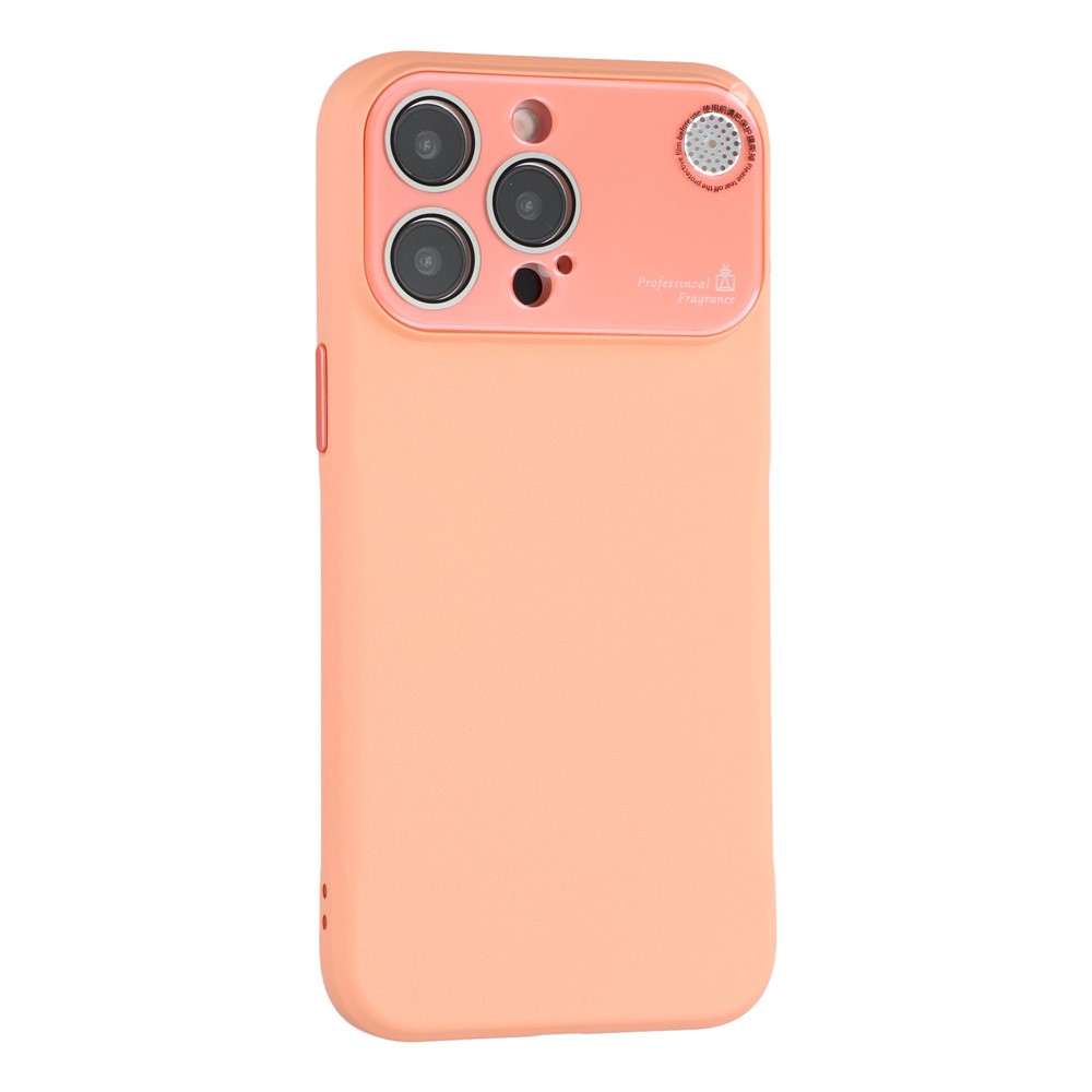 For iPhone 15 Pro Max Case Large Camera Window Liquid Silicone Aromatherapy Phone Cover - Orange