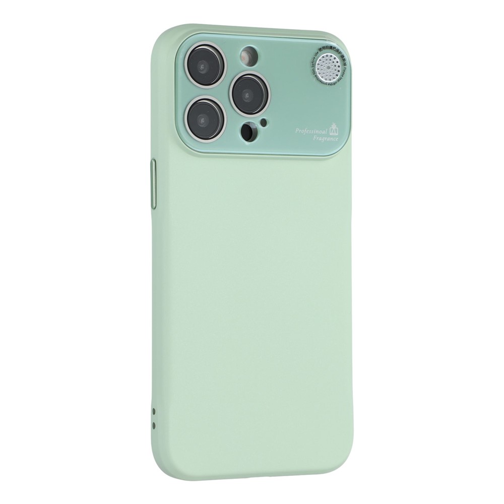 For iPhone 15 Pro Case Large Camera Window Liquid Silicone Aromatherapy Phone Cover - Matcha Green
