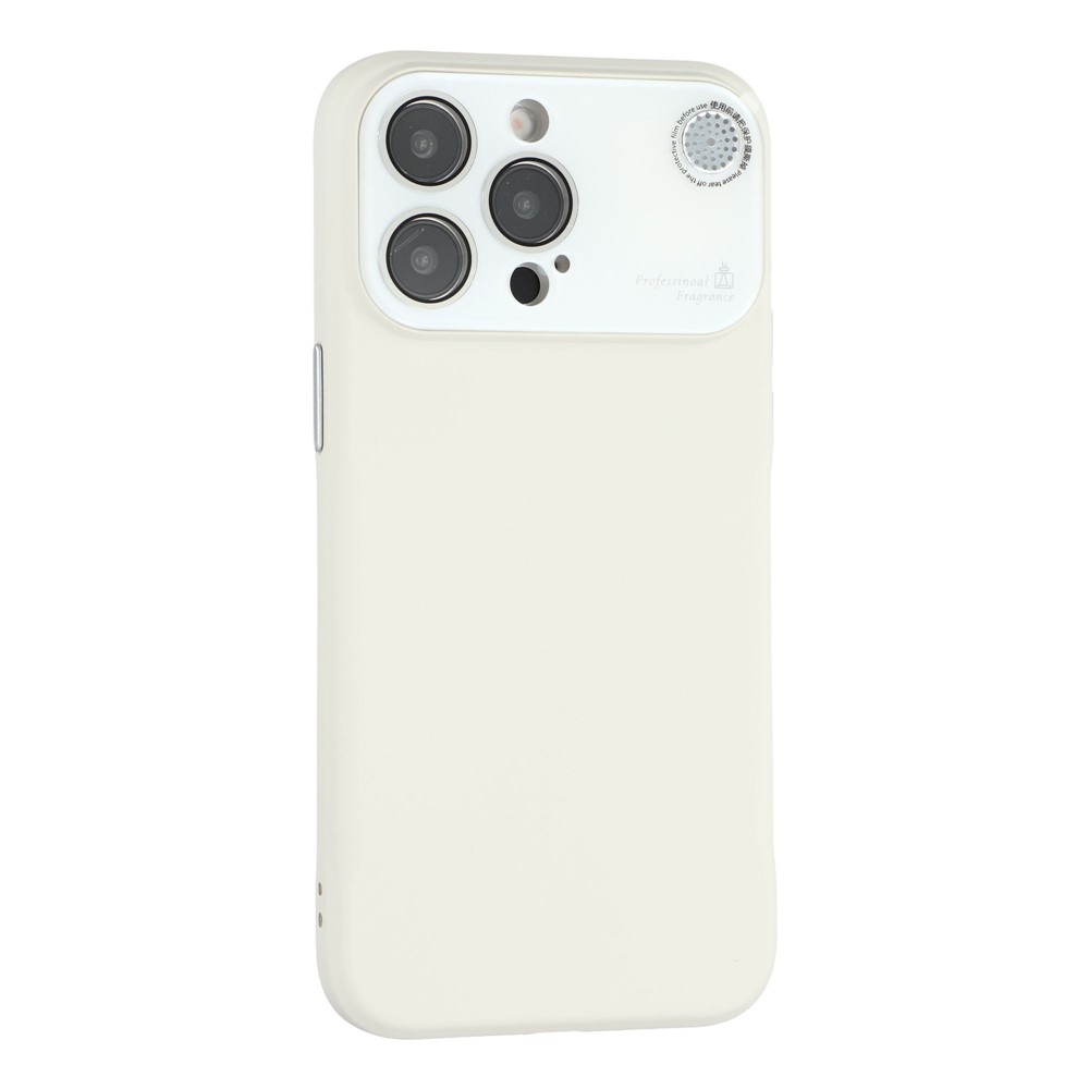 For iPhone 15 Pro Case Large Camera Window Liquid Silicone Aromatherapy Phone Cover - White
