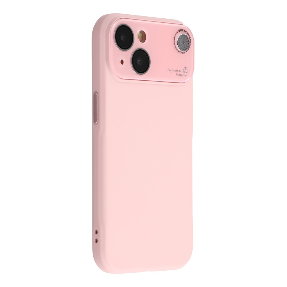 For iPhone 15 Case Large Camera Window Liquid Silicone Aromatherapy Phone Cover - Pink