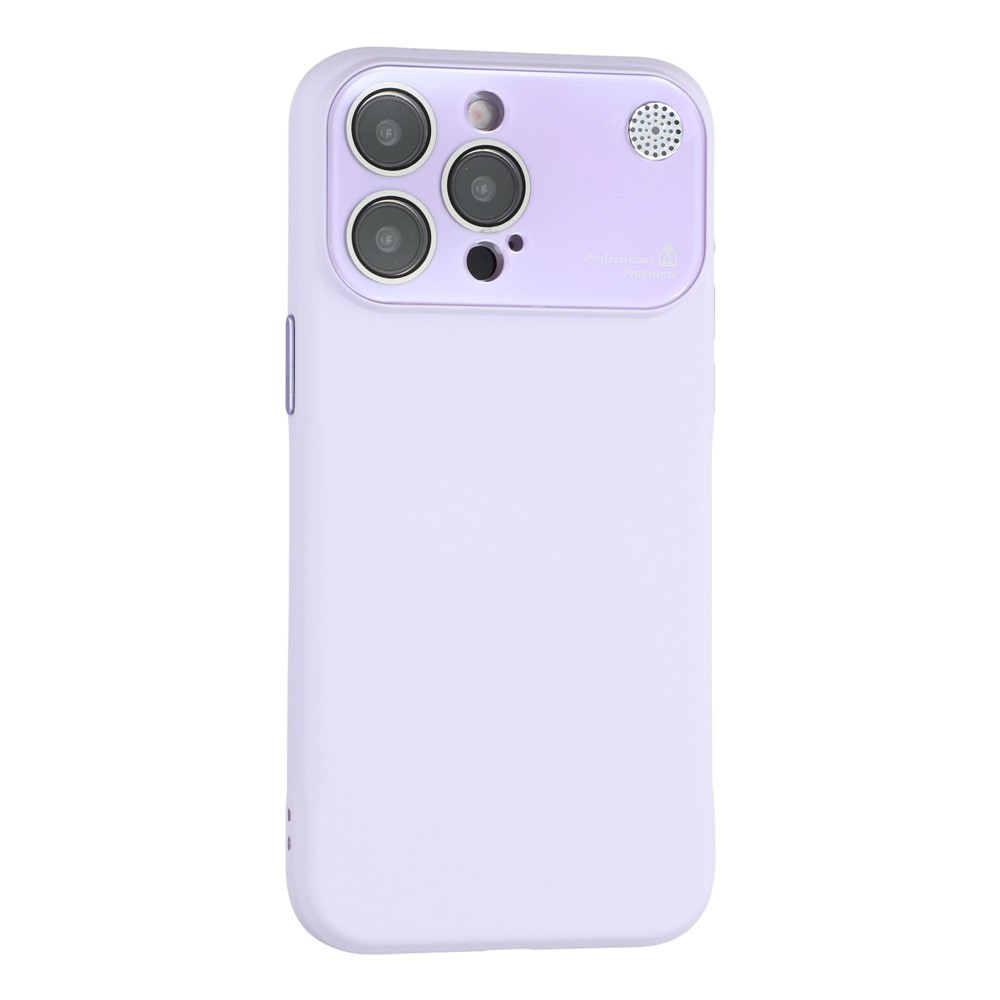For iPhone 14 Pro Max Case Large Camera Window Liquid Silicone Aromatherapy Phone Cover - Light Purple