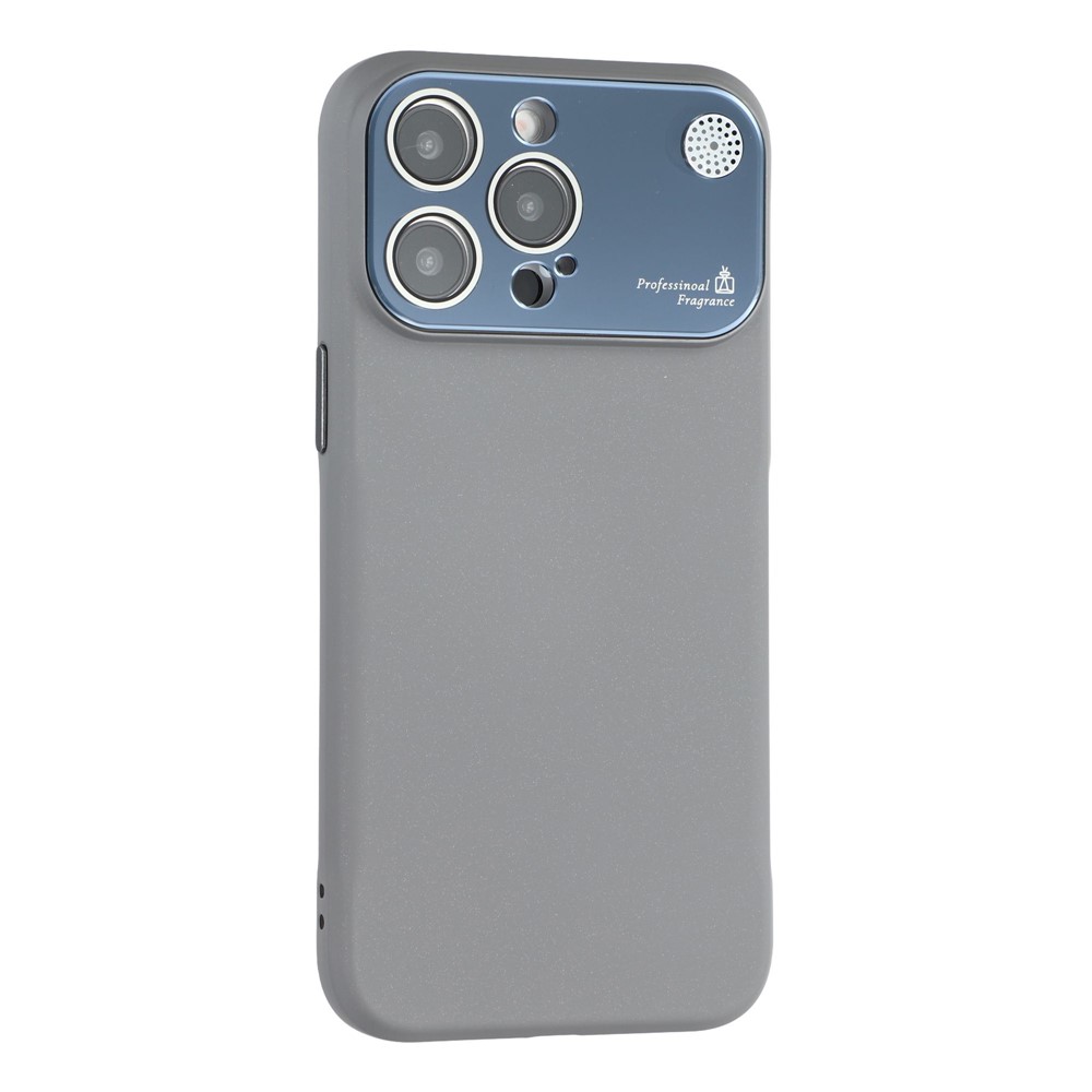 For iPhone 14 Pro Case Large Camera Window Liquid Silicone Aromatherapy Phone Cover - Grey