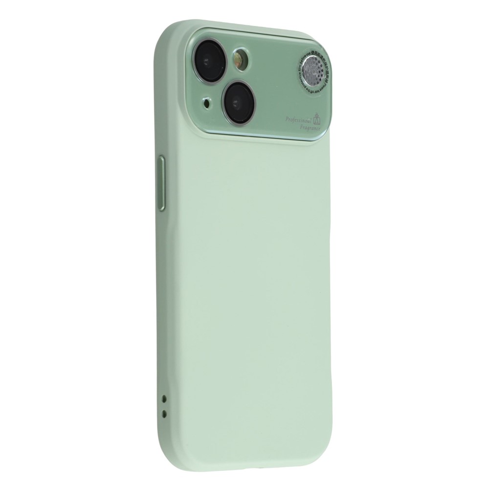 For iPhone 14 Case Large Camera Window Liquid Silicone Aromatherapy Phone Cover - Matcha Green