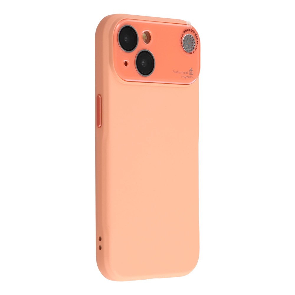 For iPhone 14 Case Large Camera Window Liquid Silicone Aromatherapy Phone Cover - Orange