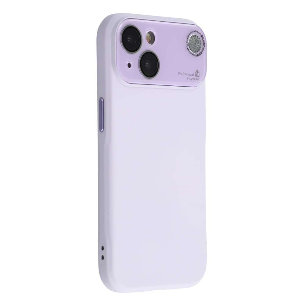 For iPhone 14 Case Large Camera Window Liquid Silicone Aromatherapy Phone Cover - Light Purple