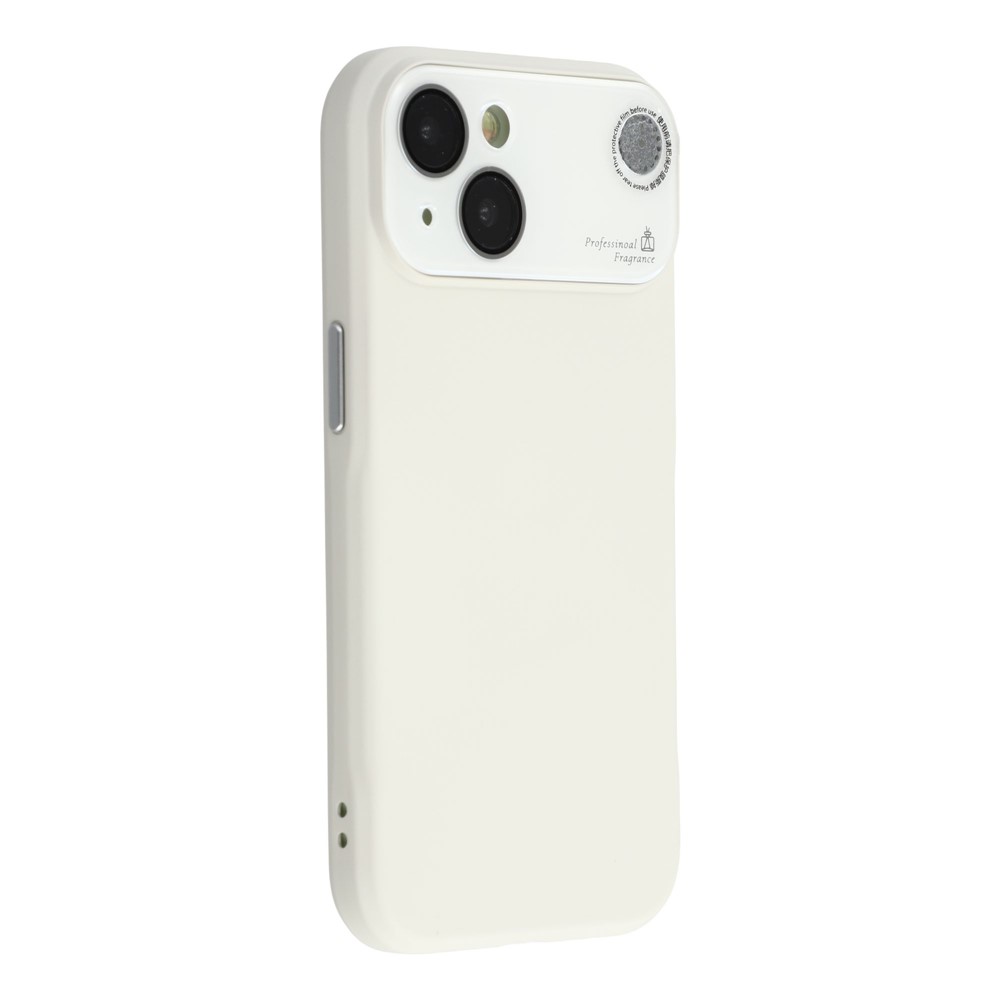 For iPhone 14 Case Large Camera Window Liquid Silicone Aromatherapy Phone Cover - White