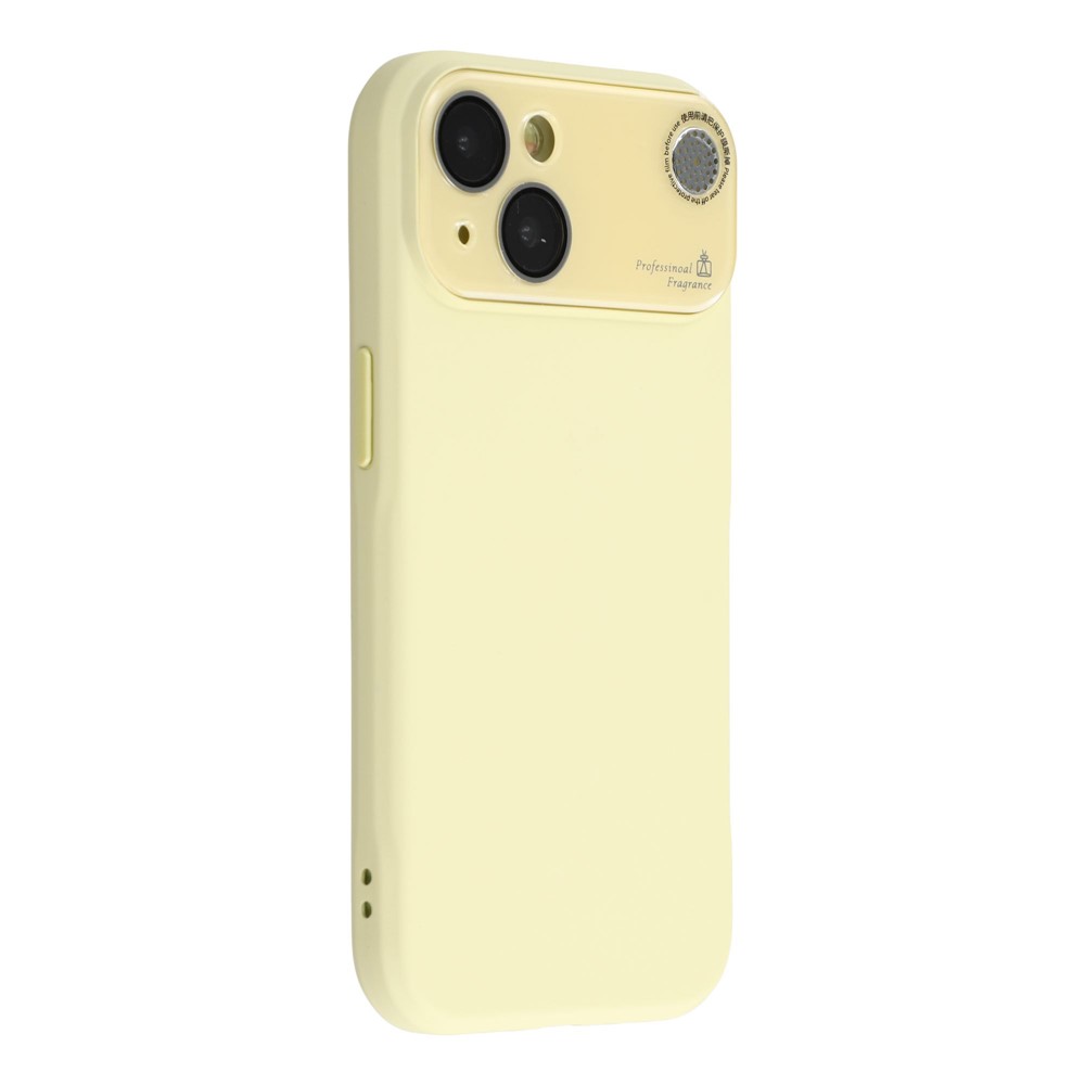 For iPhone 13 Case Large Camera Window Liquid Silicone Aromatherapy Phone Cover - Yellow