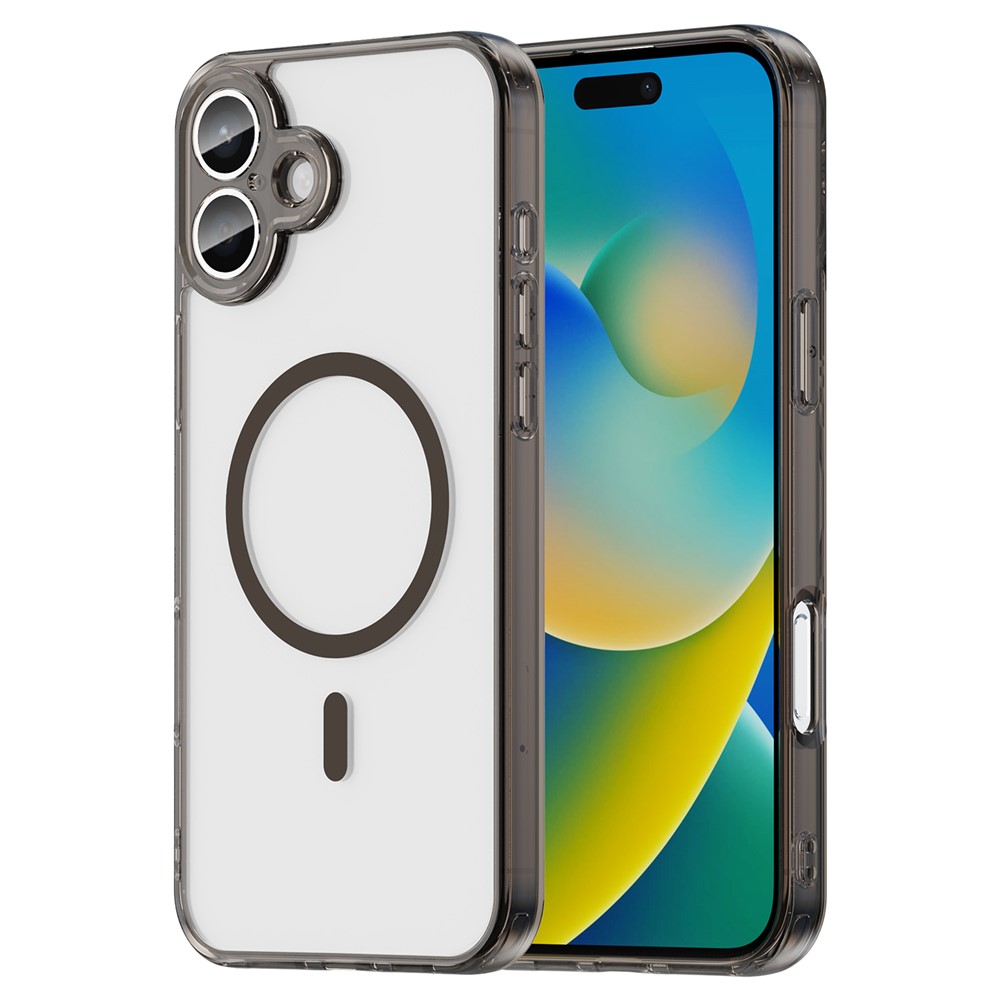 Bulk Purchasing For iPhone 16 Plus Magnetic Case TPU Acrylic Phone Back Cover Anti Yellowing - Black