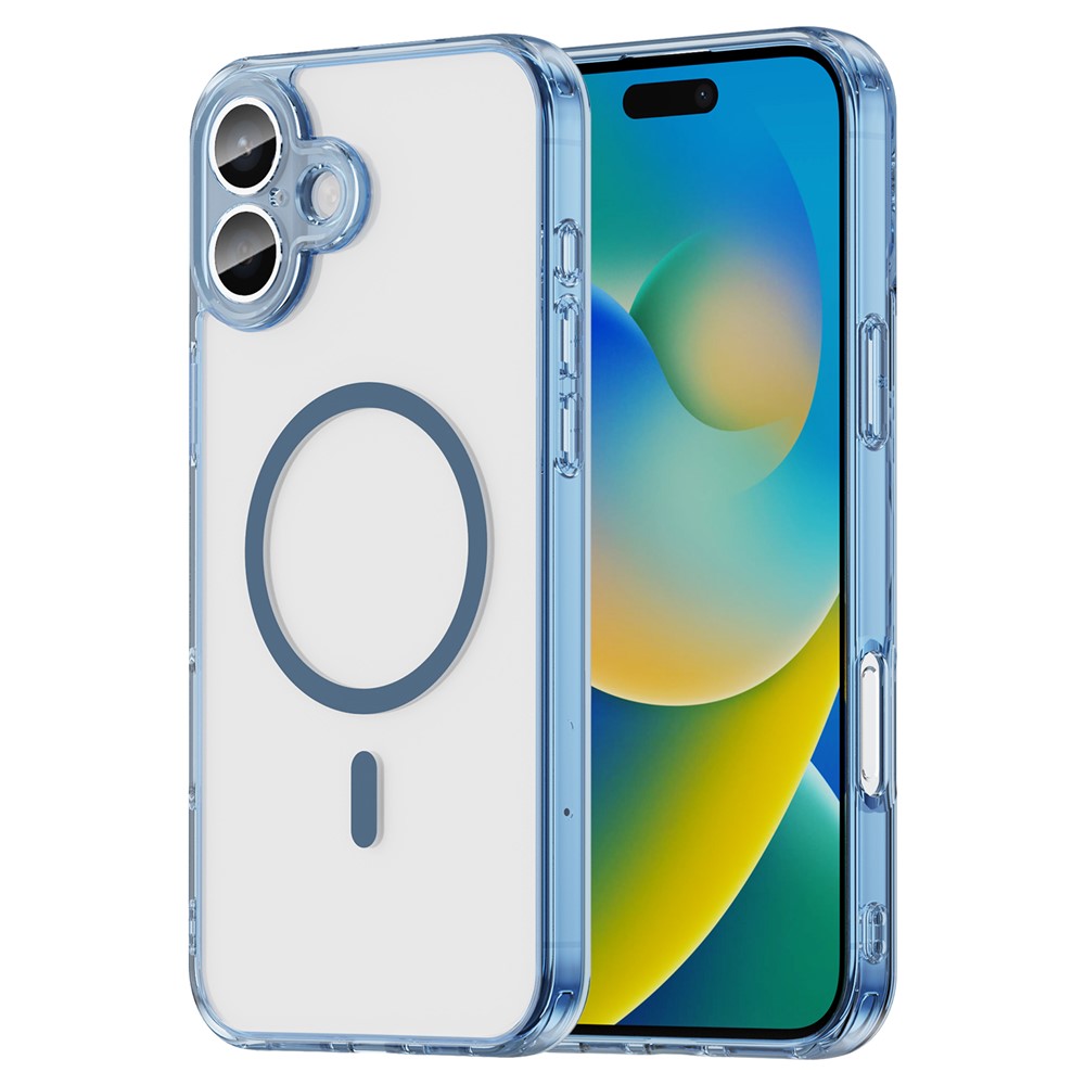 Bulk Purchasing For iPhone 16 Plus Magnetic Case TPU Acrylic Phone Back Cover Anti Yellowing - Blue