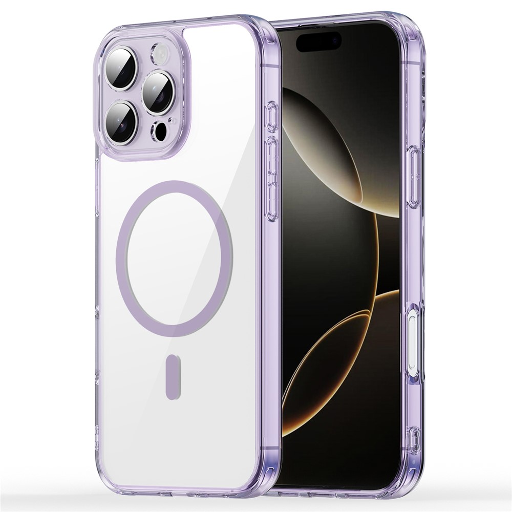 Bulk Purchasing For iPhone 15 Pro Magnetic Case TPU Acrylic Phone Back Cover Anti Yellowing - Purple