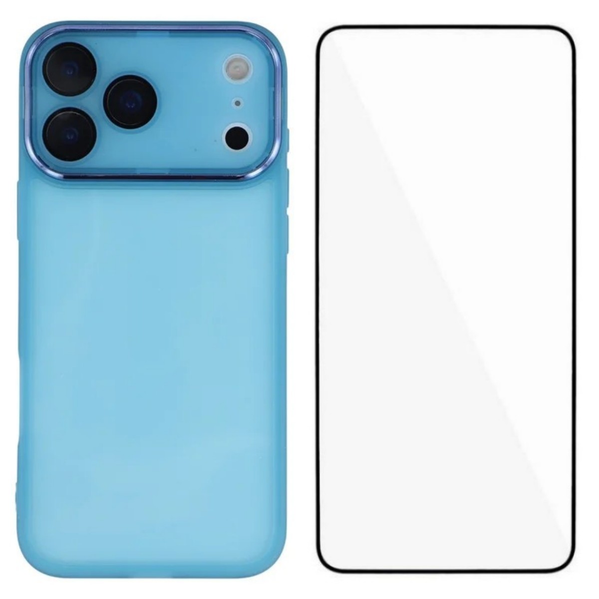 For iPhone 17 Pro TPU Case WANLONFENG DKSM Series Electroplated Frame Back Cover with Tempered Glass - Blue
