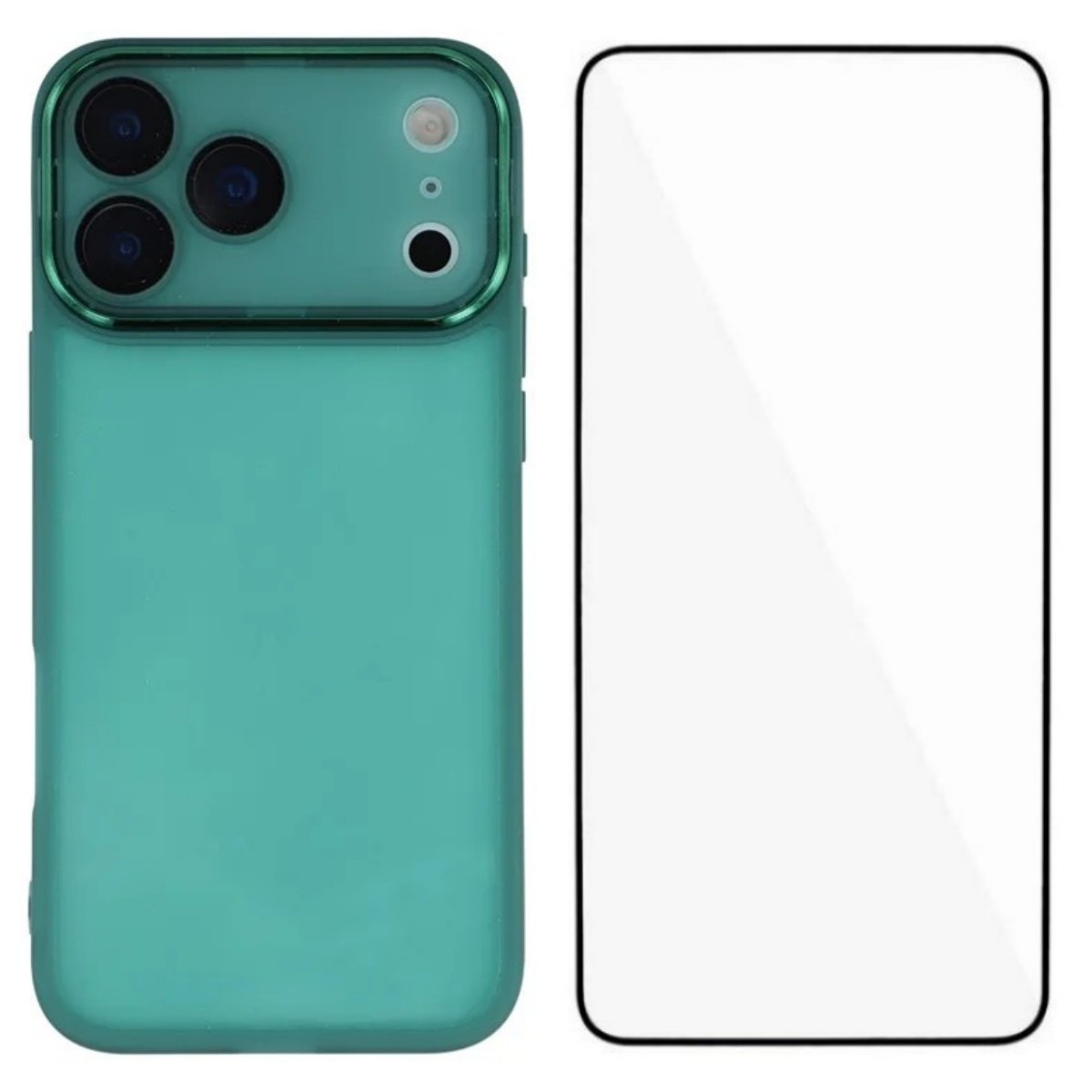 For iPhone 17 Pro TPU Case WANLONFENG DKSM Series Electroplated Frame Back Cover with Tempered Glass - Army Green