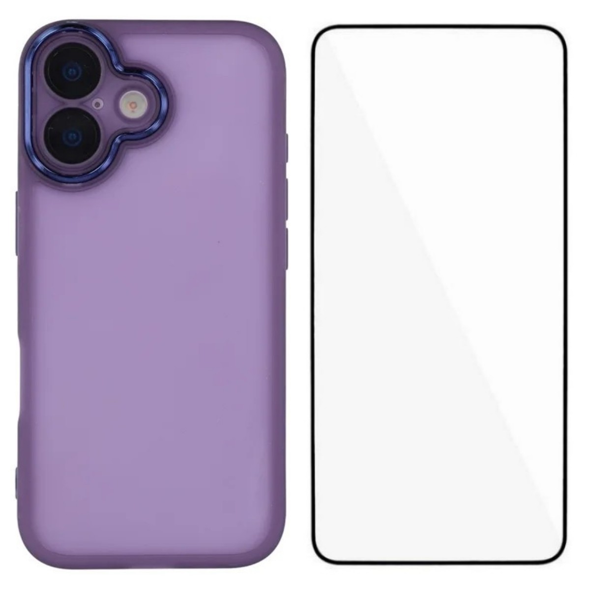 For iPhone 17 TPU Case WANLONFENG DKSM Series Electroplated Frame Back Cover with Tempered Glass - Purple