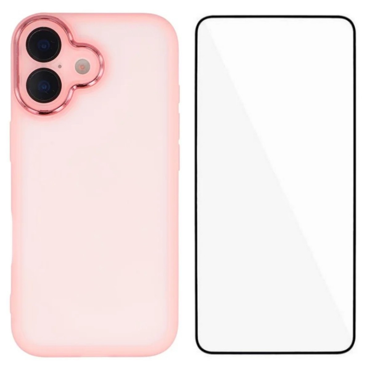 For iPhone 17 TPU Case WANLONFENG DKSM Series Electroplated Frame Back Cover with Tempered Glass - Pink