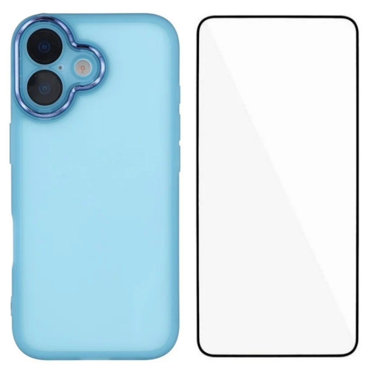 For iPhone 17 TPU Case WANLONFENG DKSM Series Electroplated Frame Back Cover with Tempered Glass - Blue