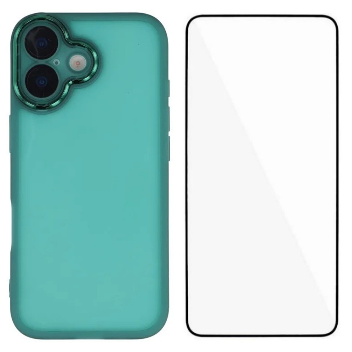 For iPhone 17 TPU Case WANLONFENG DKSM Series Electroplated Frame Back Cover with Tempered Glass - Army Green