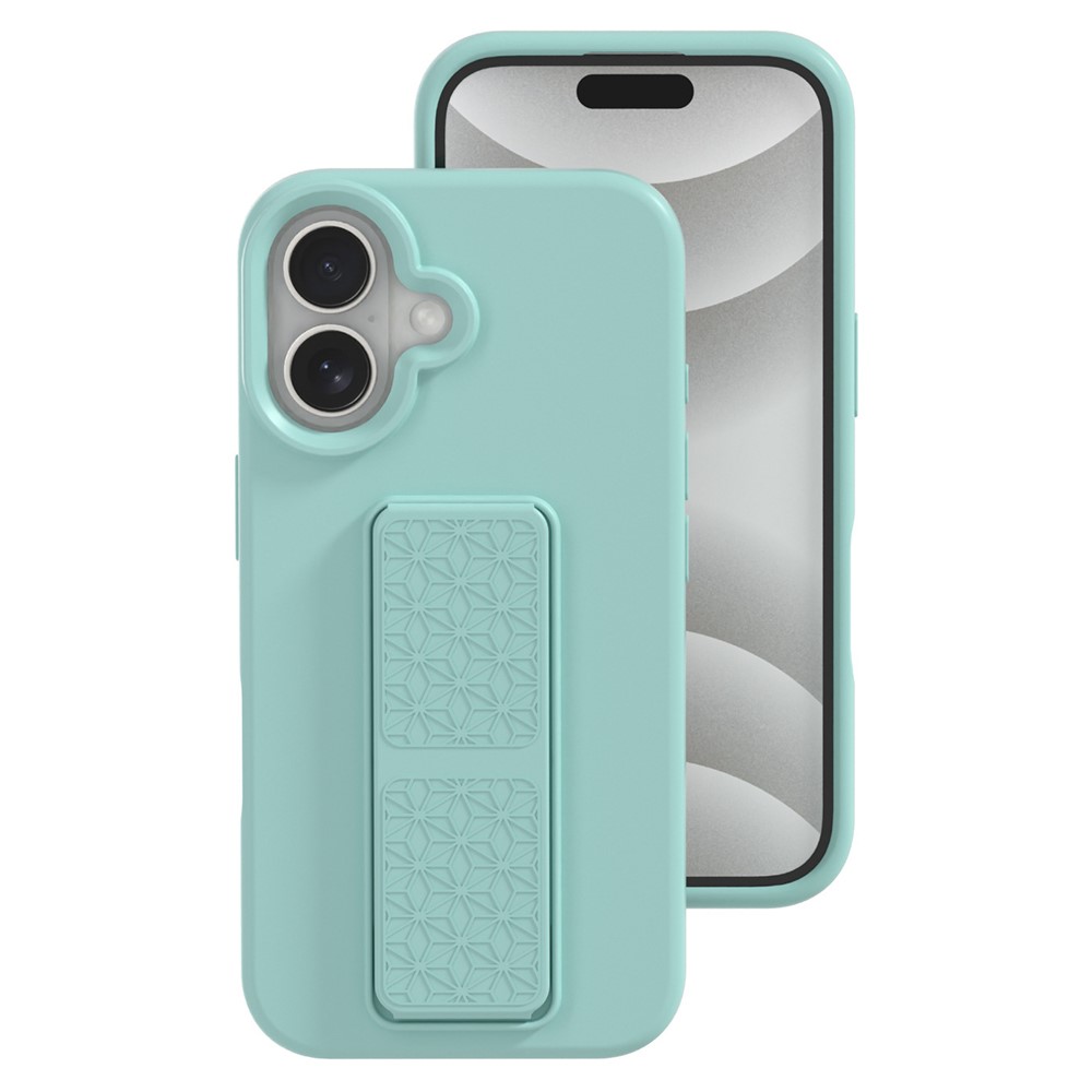 Bulk Purchasing For iPhone 16 Plus Case Drop Protection Liquid Silicone Phone Cover with Hidden Kickstand - Mint Green