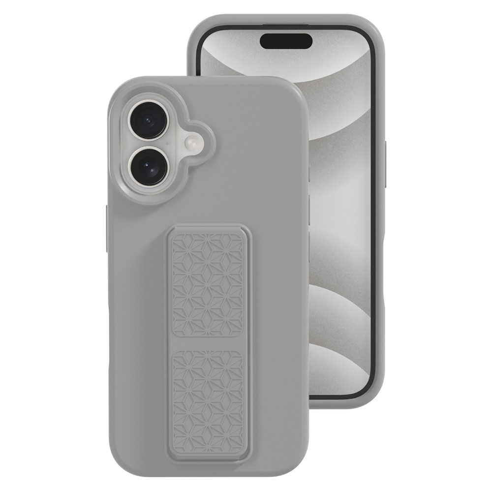 Bulk Purchasing For iPhone 16 Plus Case Drop Protection Liquid Silicone Phone Cover with Hidden Kickstand - Titanium Grey