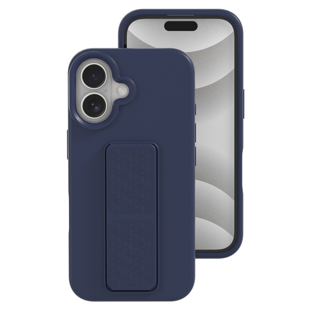 Bulk Purchasing For iPhone 16 Plus Case Drop Protection Liquid Silicone Phone Cover with Hidden Kickstand - Midnight Blue