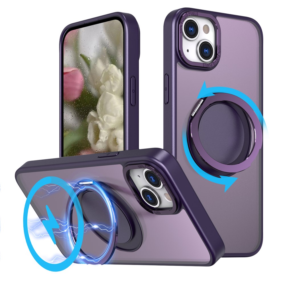 Bulk Purchasing For iPhone 15 Plus Case Compatible with MagSafe Kickstand Acrylic TPU Phone Cover - Purple