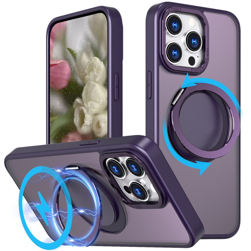 Bulk Purchasing For iPhone 15 Pro Max Case Compatible with MagSafe Kickstand Acrylic TPU Phone Cover - Purple