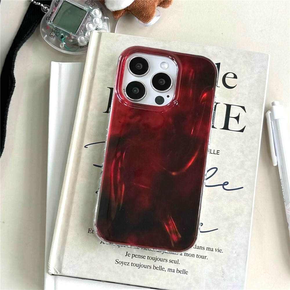 For iPhone 15 Pro Max Case Double-Sided IMD TPU Shockproof Phone Cover - Red