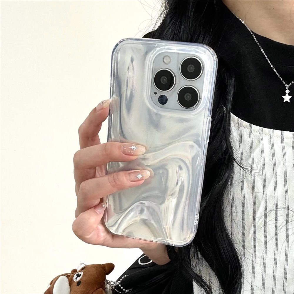 For iPhone 15 Pro Max Case Double-Sided IMD TPU Shockproof Phone Cover - White