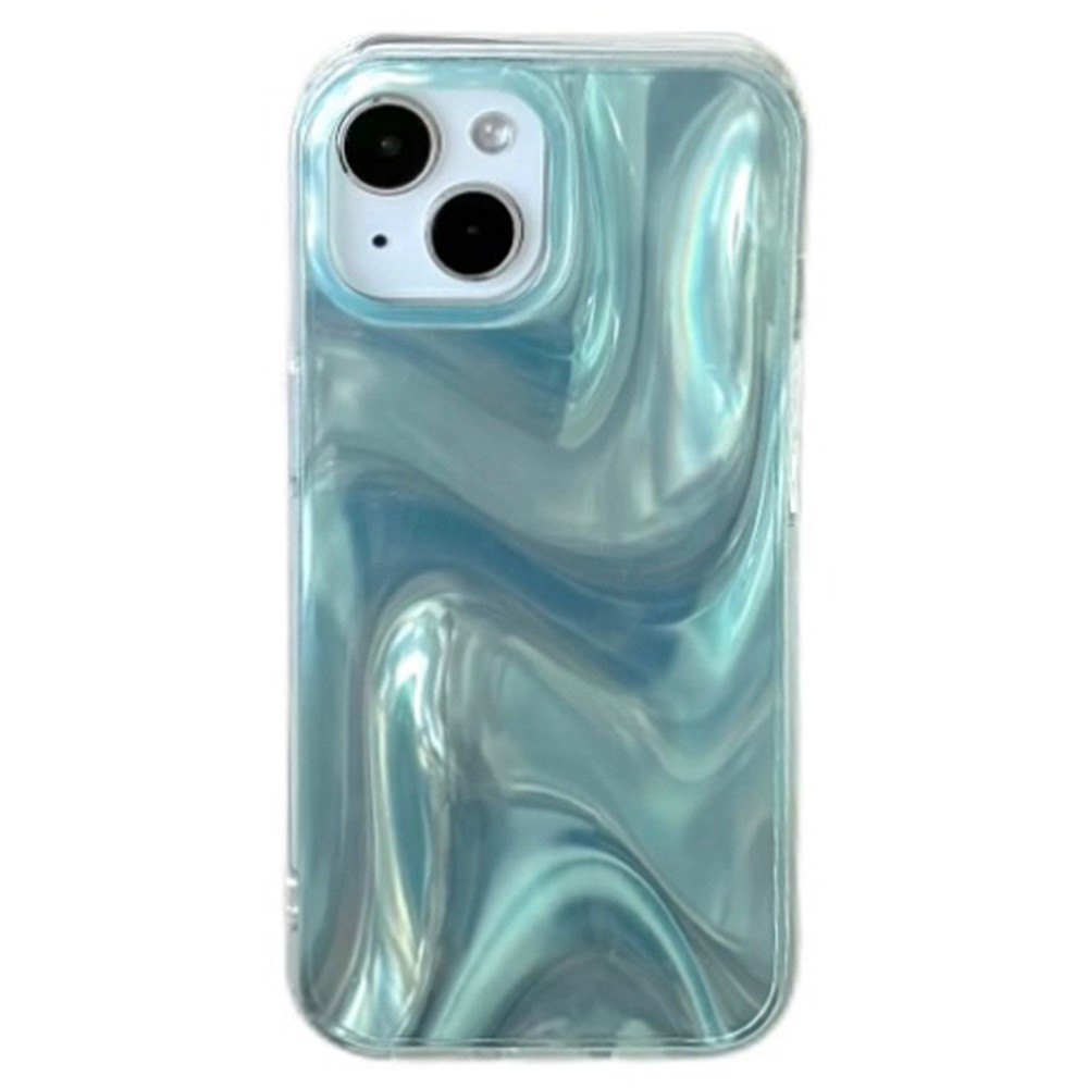 For iPhone 15 Case Satin Swirl Texture Double-Sided IMD TPU Phone Cover - Green