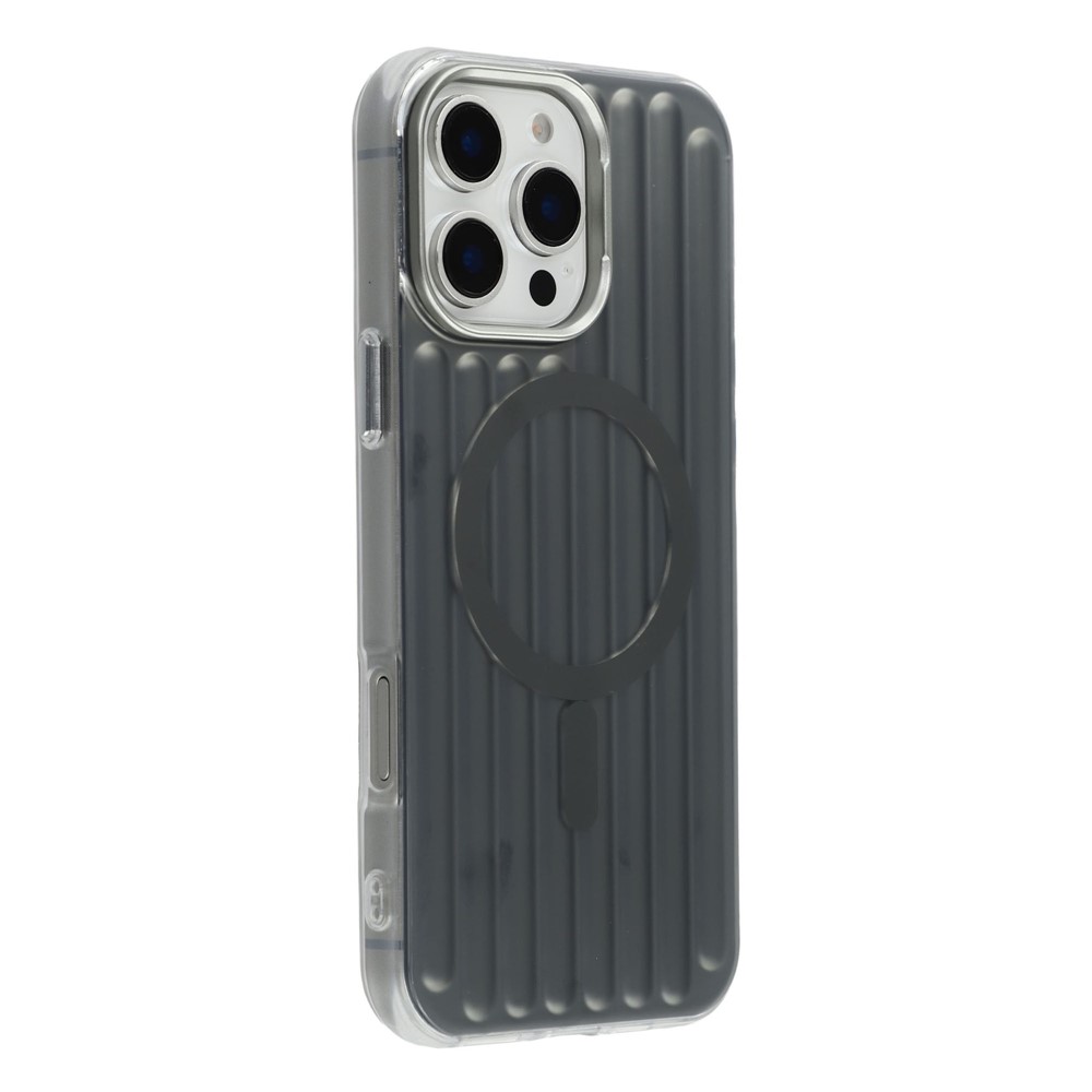 For iPhone 16 Pro Case Compatible with MagSafe Luggage Texture IMD TPU Phone Back Cover - Grey