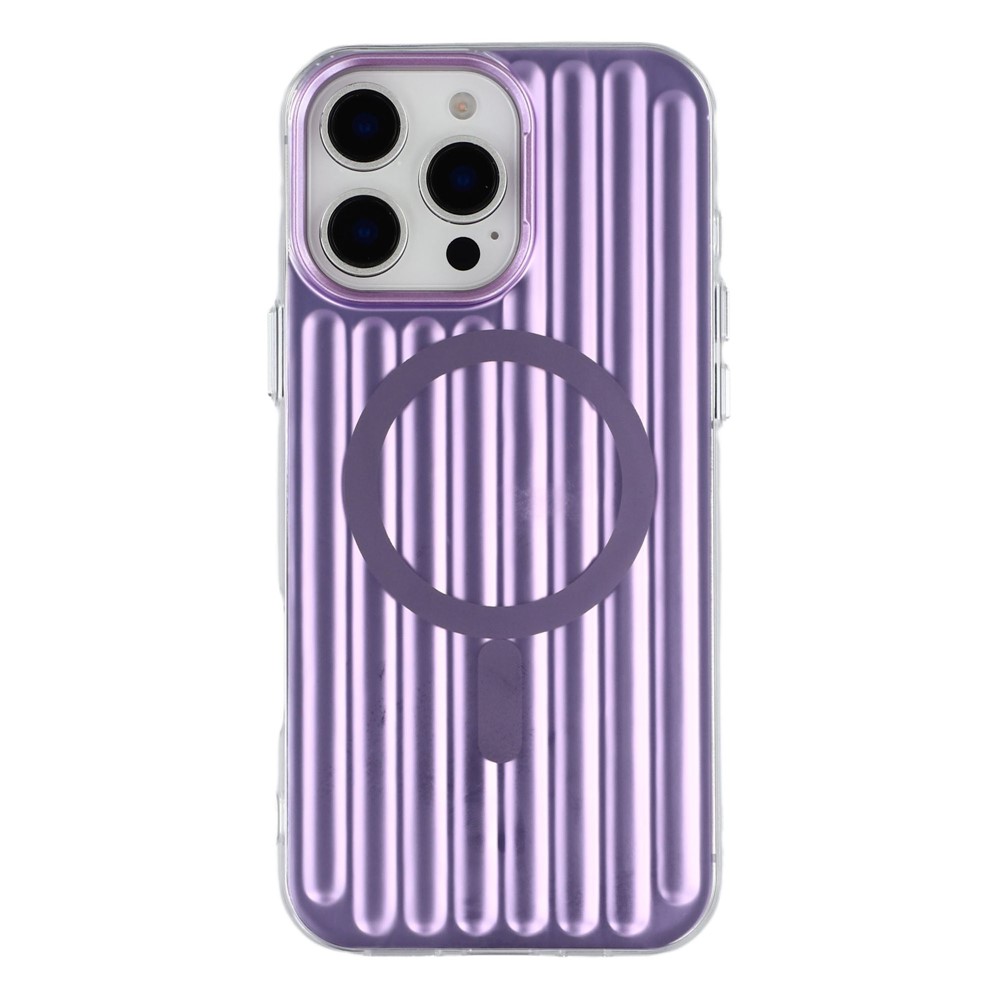 For iPhone 15 Pro Case Compatible with MagSafe Luggage Texture IMD TPU Phone Back Cover - Purple