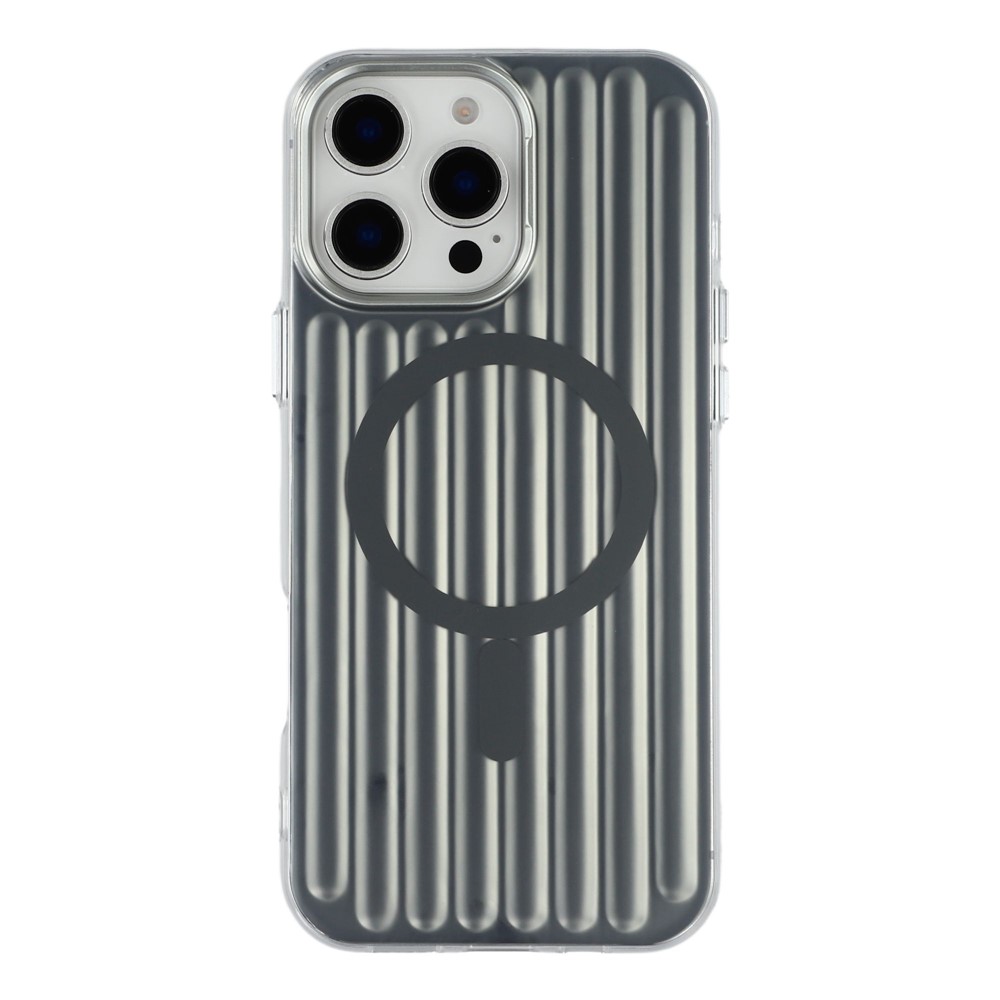 For iPhone 15 Pro Case Compatible with MagSafe Luggage Texture IMD TPU Phone Back Cover - Grey
