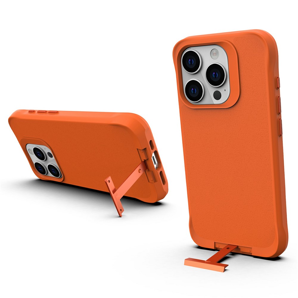 For iPhone 13 Pro Max Magnetic Case PC + TPU Phone Cover with Hidden Kickstand - Orange