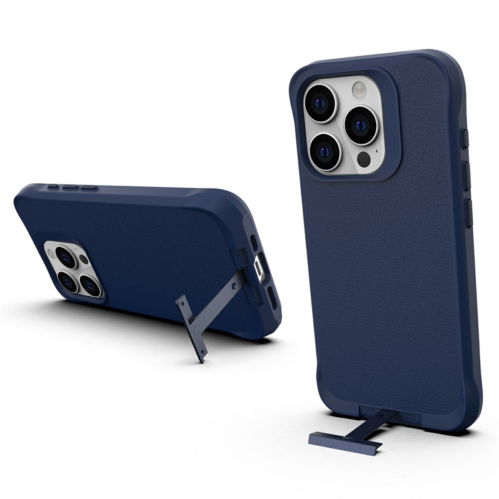 For iPhone 13 Pro Max Magnetic Case PC + TPU Phone Cover with Hidden Kickstand - Blue